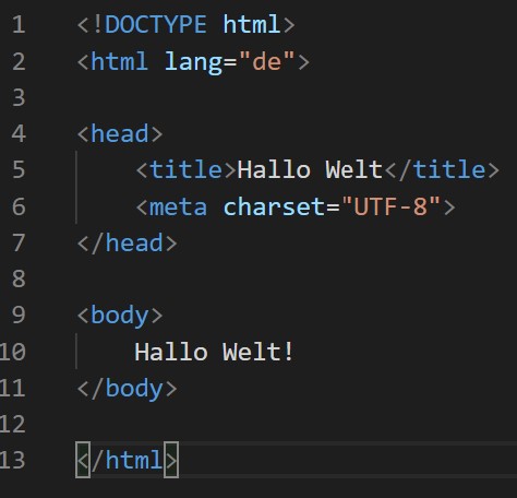 der Quelltext im Editor Microsoft Visual Studio Code