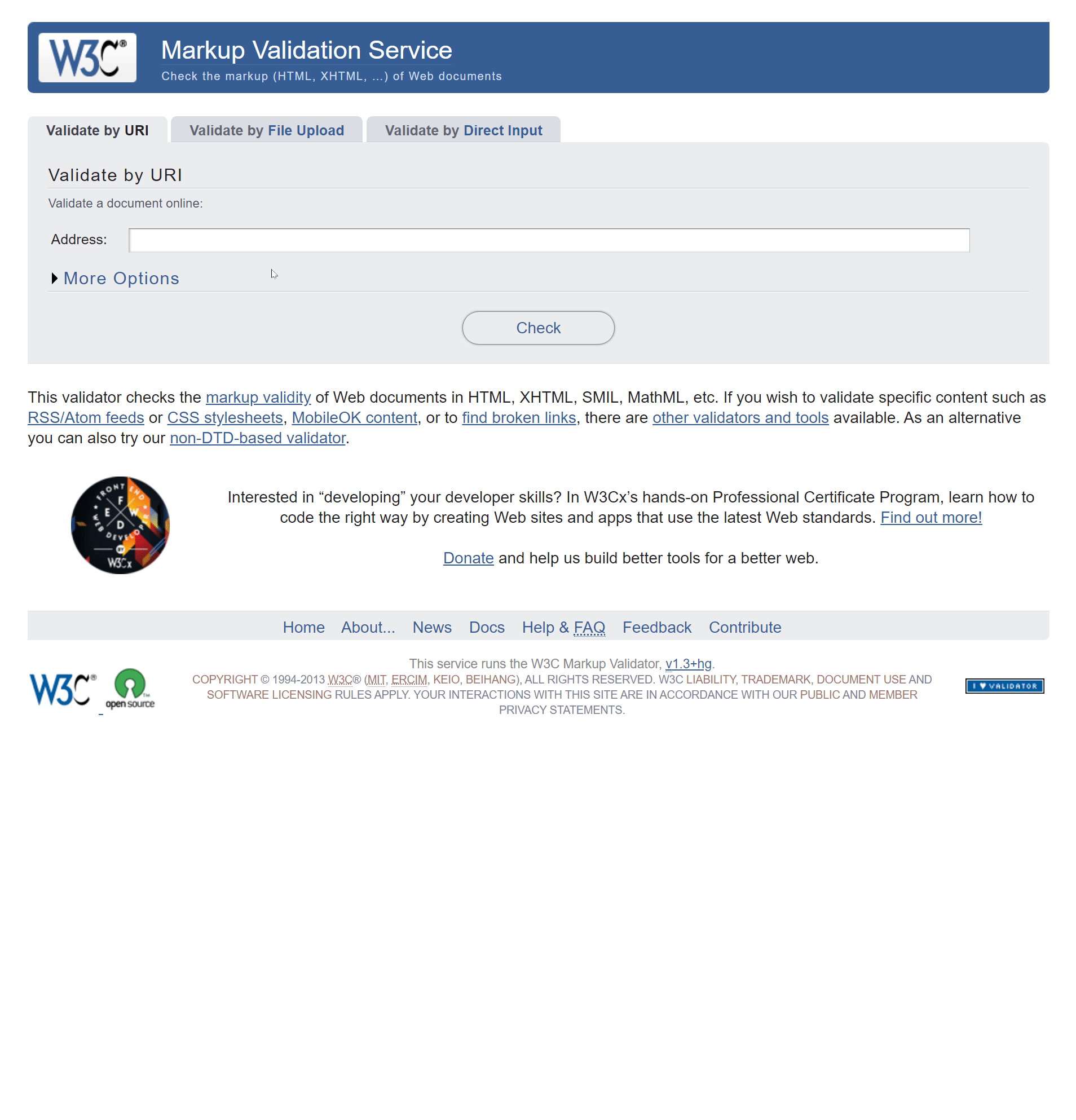 Quelltext prüfen bei W3C